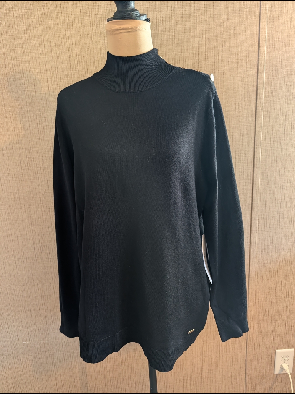 Calvin Klein Black Mock Neck Long Sleeve Top